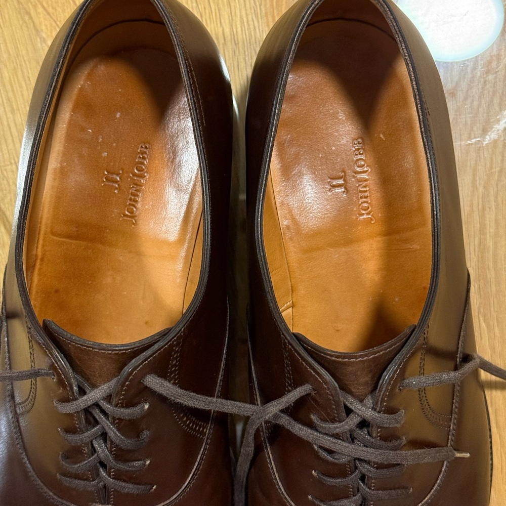 John Lobb~Men's Brown Leather Cap-Toe Oxford Shoes - Picture 5 of 8